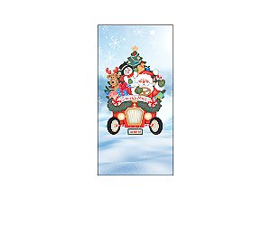 Painel De Festa Vertical 1,00 x 2,00 - Natal Papai Noel na Floresta de Neve 039