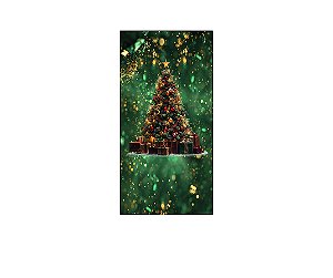 Painel De Festa Vertical 1,00 x 2,00 - Árvore de Natal Verde Efeito Brilhos 042