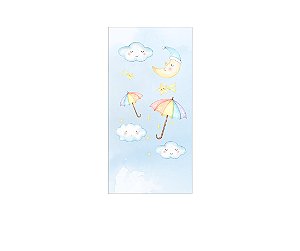 Painel De Festa Vertical 1,00 x 2,00 - Chuva de Amor Céu Azul Aquarela 010