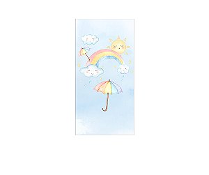 Painel De Festa Vertical 1,00 x 2,00 - Chuva de Amor Sol e Nuvens Aquarela 011
