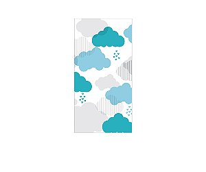 Painel De Festa Vertical 1,00 x 2,00 - Nuvens Cinza e Verde Água 014