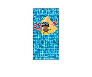 Painel De Festa Vertical 1,00 x 2,00 - Pool Party Menino Cute na Boia 011