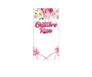 Painel De Festa Vertical 1,00 x 2,00 - Outubro Rosa Floral 002