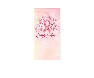 Painel De Festa Vertical 1,00 x 2,00 - Outubro Rosa Folhagens Aquarela 011