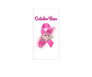Painel De Festa Vertical 1,00 x 2,00 - Outubro Rosa Laço e Buquê de Flores 014