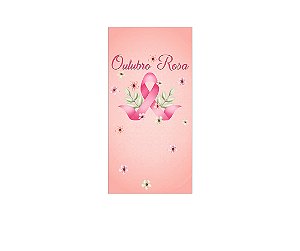 Painel De Festa Vertical 1,00 x 2,00 - Outubro Rosa com Flores Aquarela 021