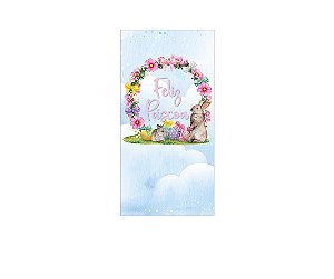 Painel De Festa Vertical 1,00 x 2,00 - Feliz Páscoa Rosa 001
