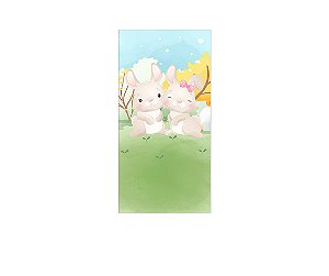 Painel De Festa Vertical 1,00 x 2,00 - Páscoa Coelhinhos Jardim 005