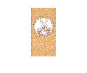 Painel De Festa Vertical 1,00 x 2,00 - Coelho de Páscoa Aquarela Laranja 018