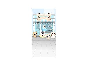 Painel De Festa Vertical 1,00 x 2,00 - Cachorrinhos Pet Shop Azul 005