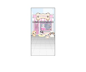 Painel De Festa Vertical 1,00 x 2,00 -  Cachorrinhos Pet Shop Rosa 006