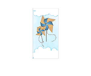 Painel De Festa Vertical 1,00 x 2,00 - Cataventos Azul e Laranja 002