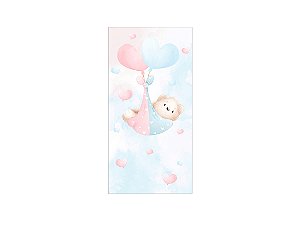 Painel De Festa Vertical 1,00 x 2,00 - Chá Revelação Aquarela Ursinhos 053