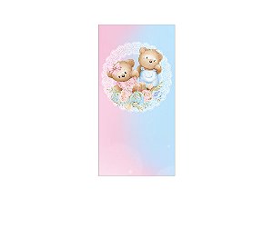 Painel De Festa Vertical 1,00 x 2,00 - Ursinhos Cute Azul e Rosa Revelação 056