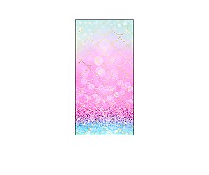 Painel De Festa Vertical 1,00 x 2,00 - Efeito Glitter Escamas Sereia 014