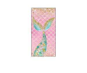 Painel De Festa Vertical 1,00 x 2,00 - Sereia Rosa e Verde 015