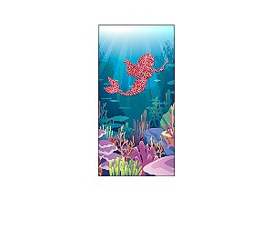 Painel De Festa Vertical 1,00 x 2,00 - Silhueta Sereia Efeito Glitter 017
