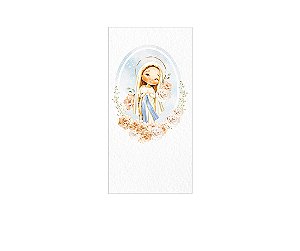 Painel De Festa Vertical 1,00 x 2,00 - Nossa Senhora de Lourdes Branco Floral 033