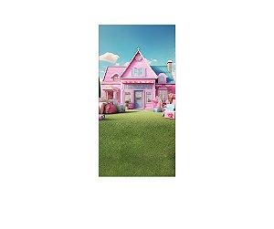 Painel De Festa Vertical 1,00 x 2,00 - Casa  Boneca Rosa Fashion 005