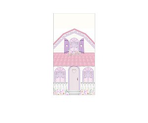 Painel De Festa Vertical 1,00 x 2,00 - Casinha de Bonecas Rosa e Lilás 010