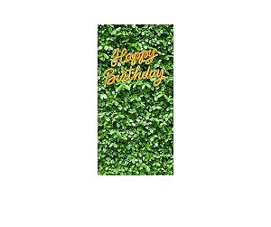 Painel De Festa Vertical 1,00 x 2,00 - Efeito Muro Inglês Claro Happy Birthday 018