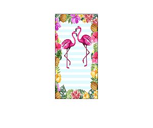 Painel De Festa Vertical 1,00 x 2,00 - Flamingo Tropical Duplo 014