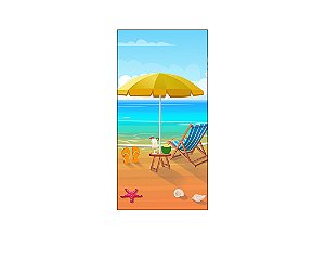 Painel De Festa Vertical 1,00 x 2,00 - Praia Beach Aquarela 015