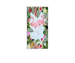 Painel De Festa Vertical 1,00 x 2,00 - Tropical Flamingos Folhas 021