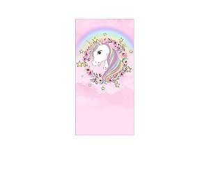 Painel De Festa Vertical 1,00 x 2,00 - Unicórnio Rosa Floral 024