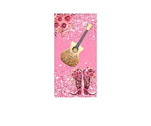 Painel De Festa Vertical 1,00 x 2,00 - Boiadeira Bota de Flores Rosa 036
