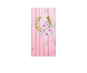 Painel De Festa Vertical 1,00 x 2,00 - Boiadeira Rosa Floral 052
