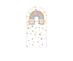 Painel De Festa Romano 1,00x2,00- Arco-íris com Flores 007