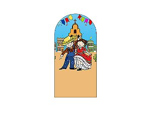 Painel De Festa Romano 1,00x2,00- Festa Junina Casal na Cidadezinha 015
