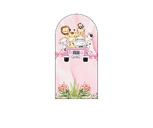 Painel De Festa Romano 1,00x2,00- Animais Safari Rosa 005