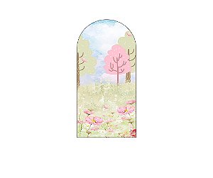 Painel De Festa Romano 1,00x2,00- Safari com Flores Rosas 009