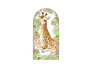 Painel De Festa Romano 1,00x2,00- Girafa Safari Florido 010
