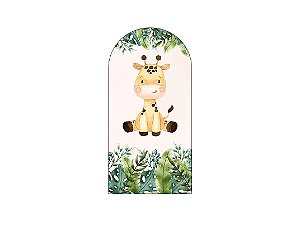 Painel De Festa Romano 1,00x2,00- Safari Girafinha com Folhas 058