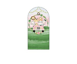 Painel De Festa Romano 1,00x2,00- Safari Aquarela com Flores 076