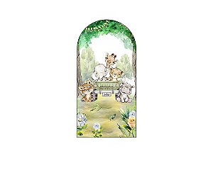 Painel De Festa Romano 1,00x2,00- Safari Animais Carro Verde 080