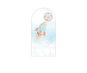 Painel De Festa Romano 1,00x2,00- Foguete Aquarela Azul 016