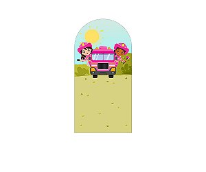 Painel De Festa Romano 1,00x2,00- Bombeira Cute Rosa 001