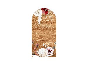 Painel De Festa Romano 1,00x2,00- Noivado Efeito Madeira com Flores 021