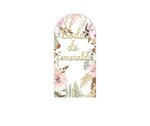 Painel De Festa Romano 1,00x2,00- Bodas de Esmeralda Floral 030