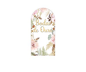 Painel De Festa Romano 1,00x2,00- Bodas de Ouro Floral 031
