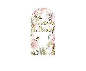 Painel De Festa Romano 1,00x2,00- Bodas de Pérola Floral 032
