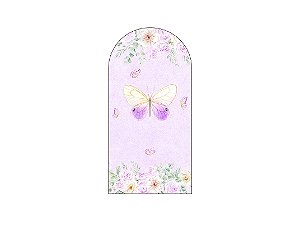 Painel De Festa Romano 1,00x2,00- Borboleta Bege e Lilás 024