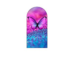 Painel De Festa Romano 1,00x2,00- Borboletas Azul e Rosa Efeito Brilhos 026