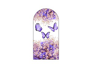 Painel De Festa Romano 1,00x2,00- Borboletas Lilás Floral 032