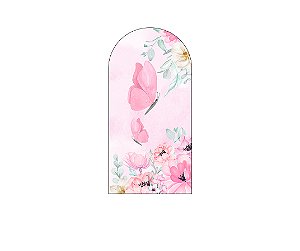 Painel De Festa Romano 1,00x2,00- Borboleta Rosa no Campo 047