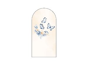 Painel De Festa Romano 1,00x2,00- Borboletas Flores Azul Fundo Bege 052